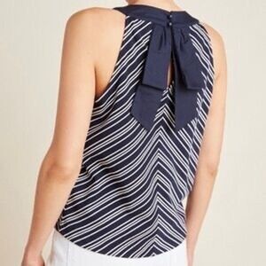 Anthropologie Dolan Left Coast Collection Nautical Chevron Stripe Bow Tank S